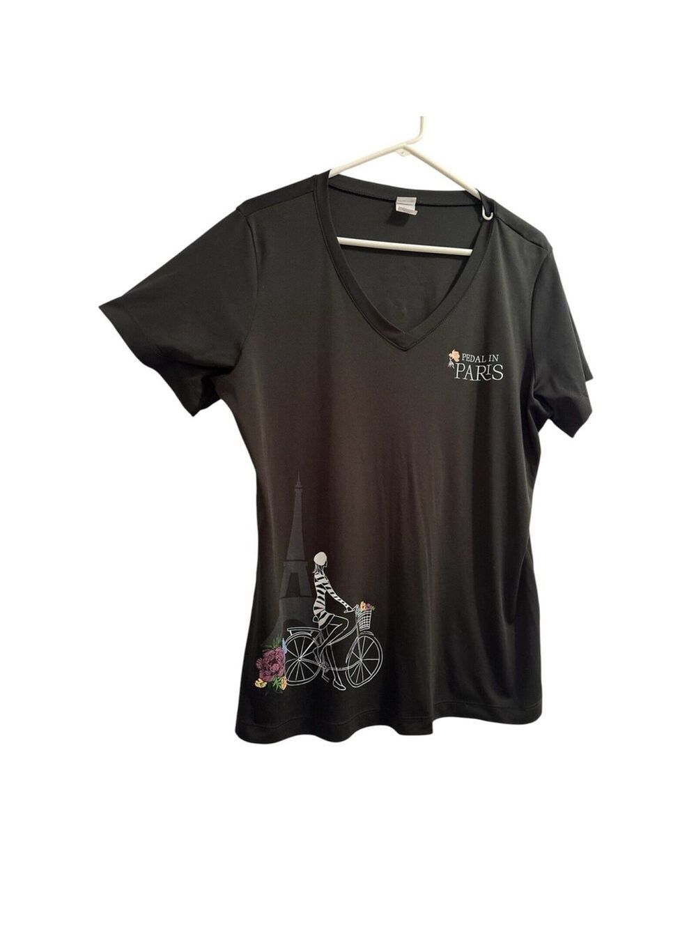 Sport-Tek Womens XL PARIS France Activewear Shirt Bicycle Cycling Club Eiffel